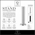Maison Fragrance Stand Diffuser official technical sheet showing Black and Silver colors and confirmed specifications.
