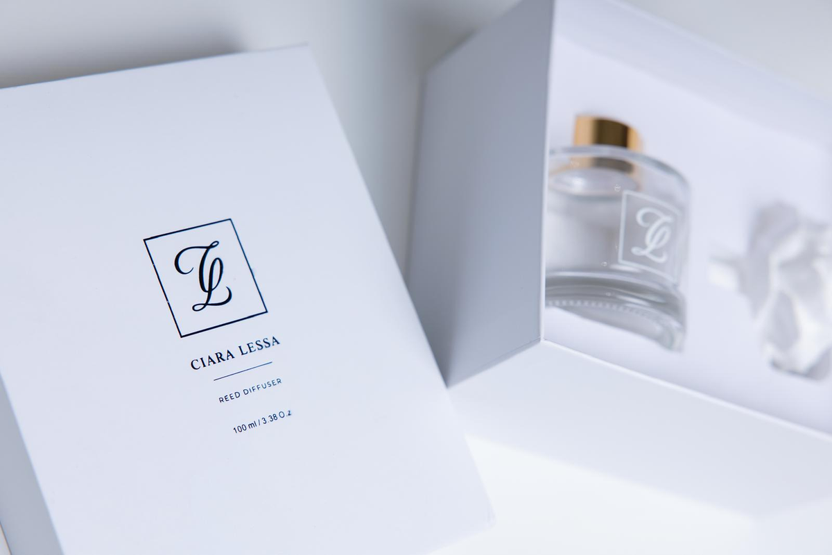 Ciara Lessa identity — detail of the earlier 100 ml presentation.