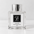 Maison Fragrance Scent 001 Reed Diffuser, 50ml, compact square clear glass bottle with silver cap on a light neutral background.