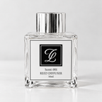 Maison Fragrance Scent 001 Reed Diffuser, 50ml, compact square clear glass bottle with silver cap on a light neutral background.
