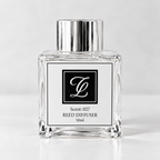 Maison Fragrance Scent 027 Reed Diffuser, 50ml, compact square clear glass bottle with silver cap on a light neutral background.