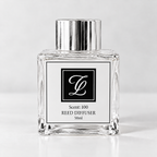Maison Fragrance Scent 100 Reed Diffuser, 50ml, compact square clear glass bottle with silver cap on a light neutral background.