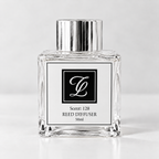 Maison Fragrance Scent 128 Reed Diffuser, 50ml, compact square clear glass bottle with silver cap on a light neutral background.
