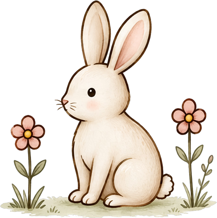 Original Veveta — Baby Girl watercolor rabbit with flowers